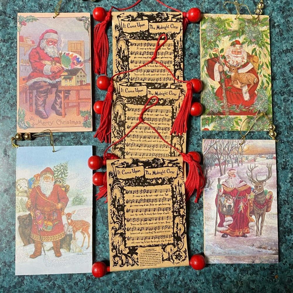 Santa Claus Postcard / Sheet Music Ornaments
